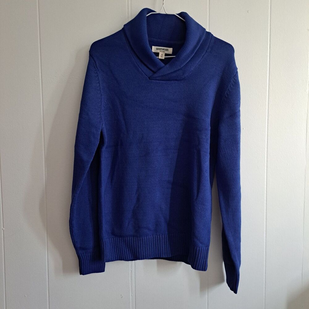 Goodthreads Men's Soft Cotton‎ Shawl Sweater XS Bright Blue